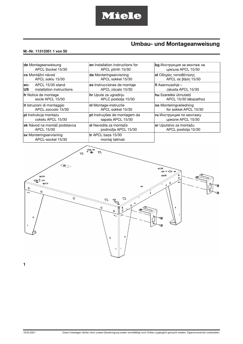 First page image of the manual for APCL 003