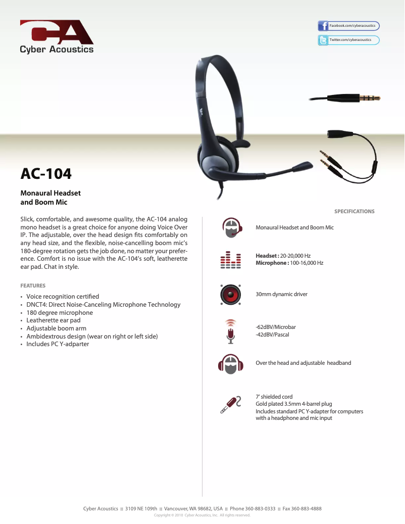 First page image of the manual for AC-104