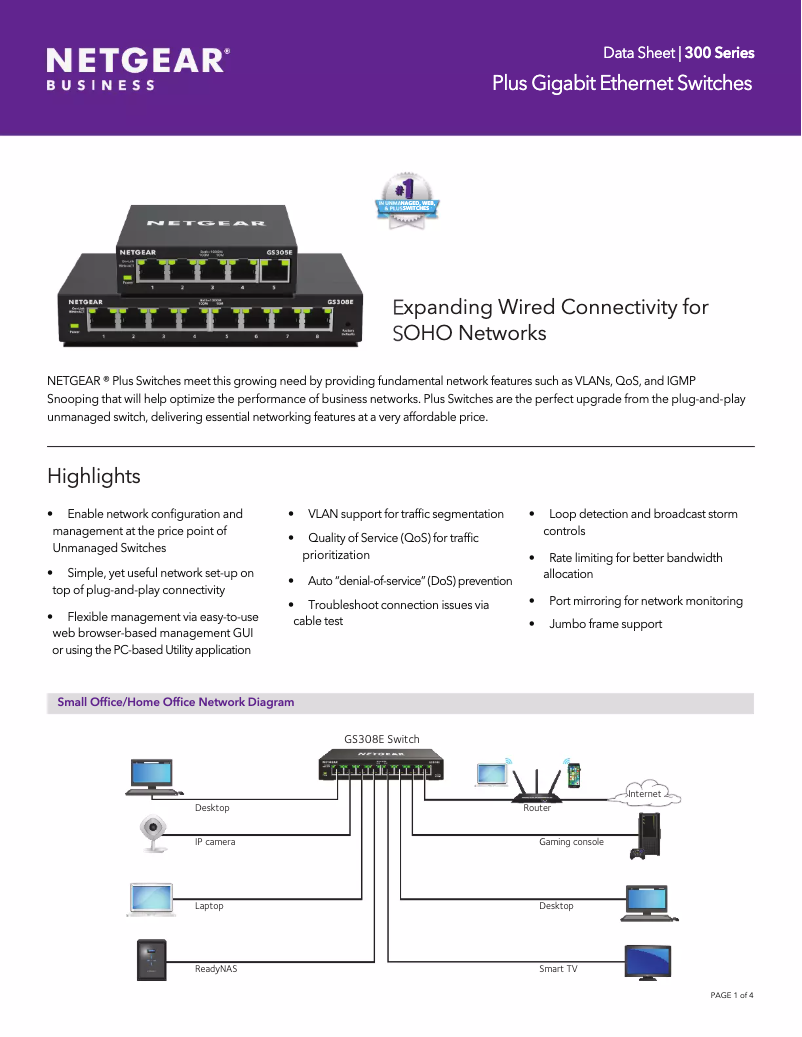 First page image of the manual for GS305E