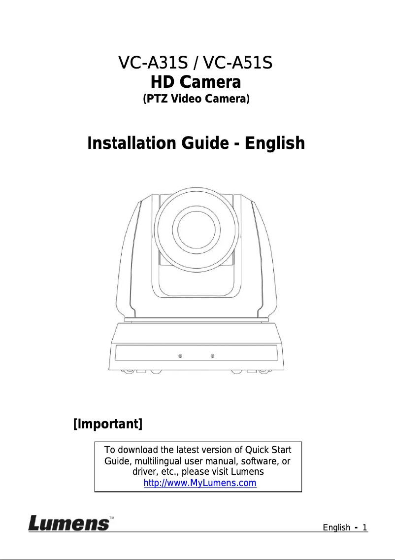 Page 1 of the manual User Manual Lumens VC-A51S