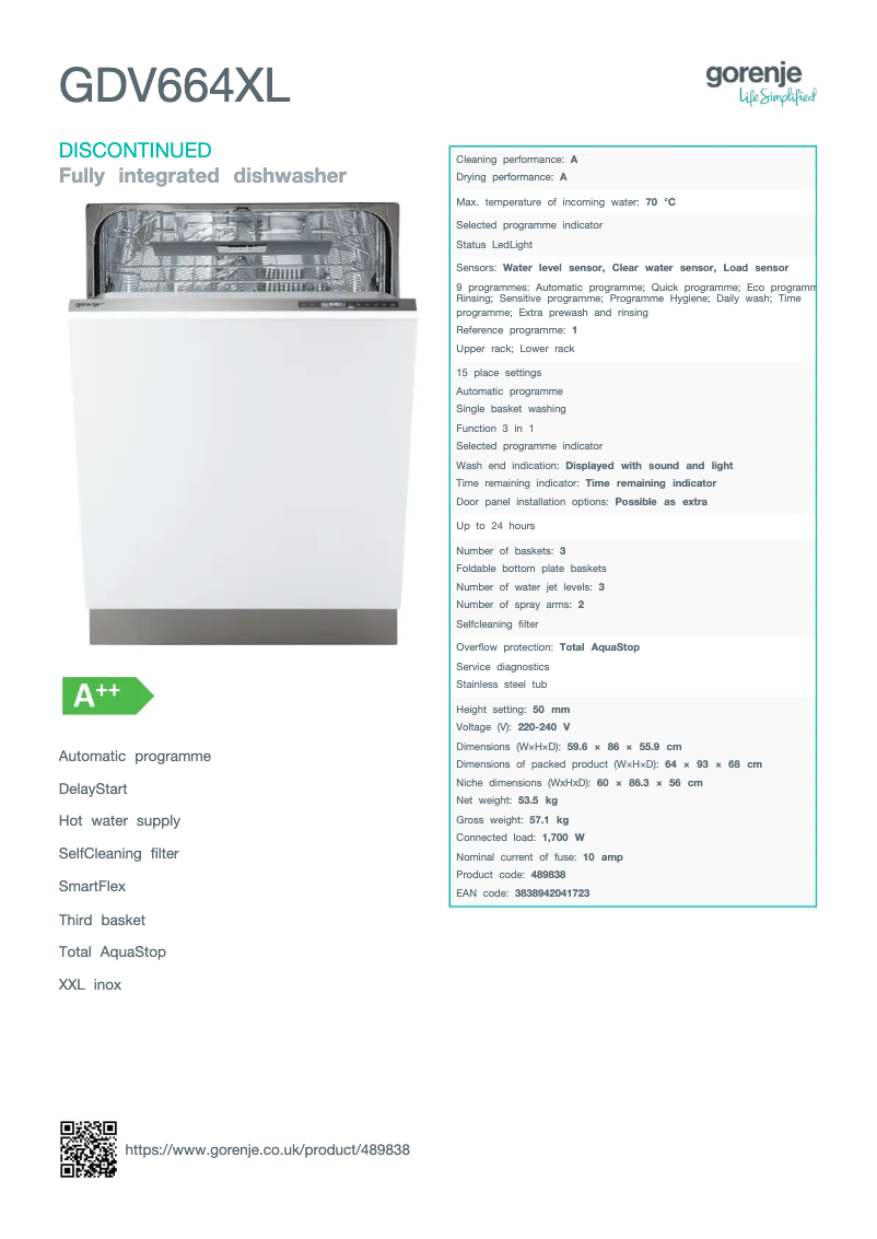 First page image of the manual for GDV664XL