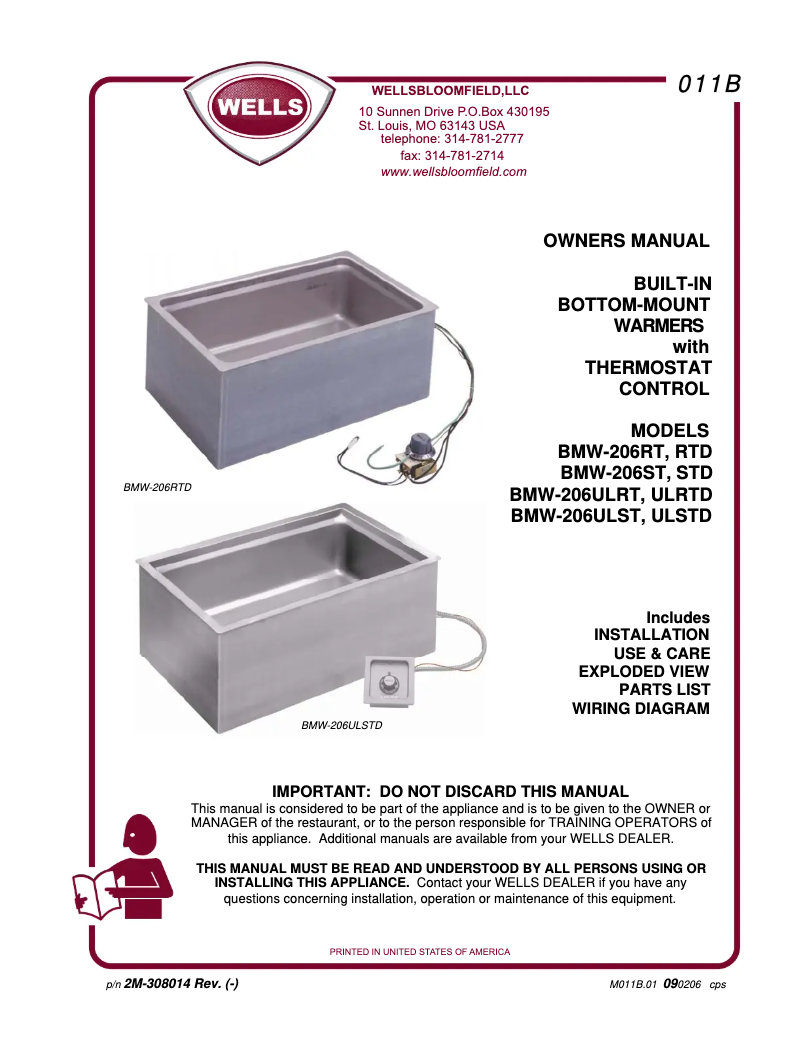 Page 1 of the manual User Manual Wells BMW206RTD120