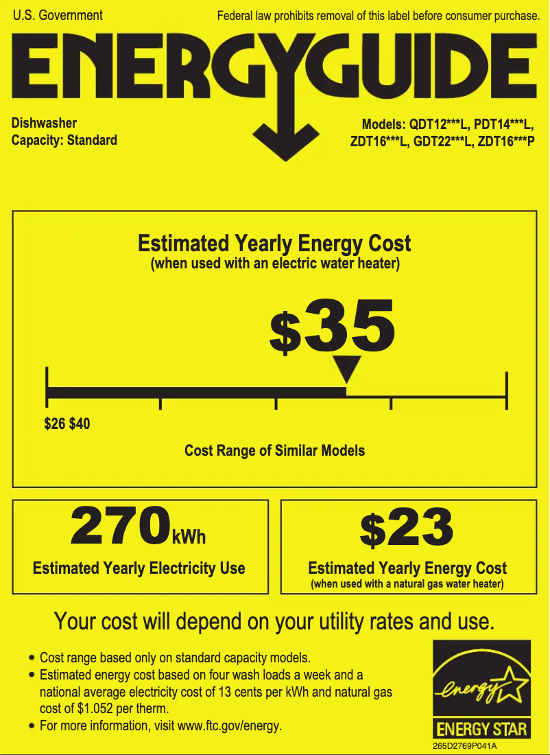 Page 1 of the manual Energy Label GE ZDT165SILII