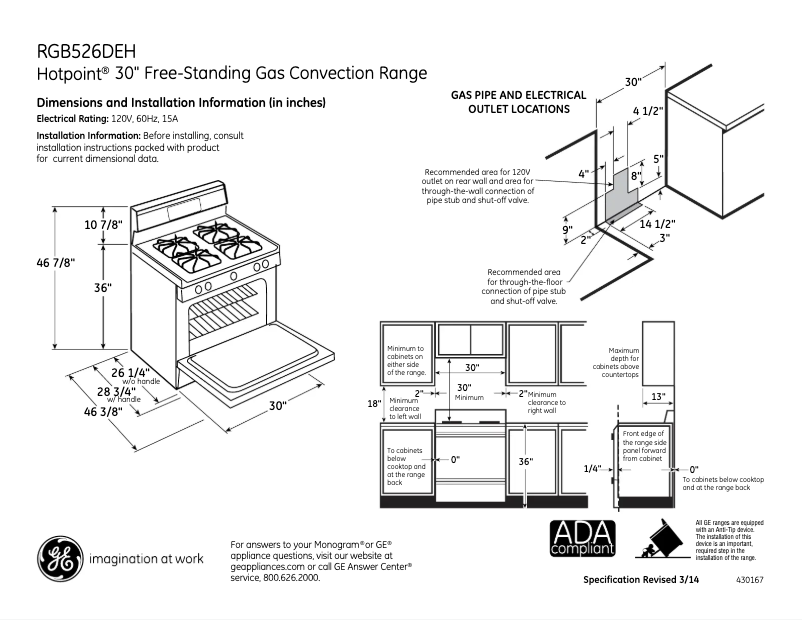 Page 1 of the manual Technical Sheet Hotpoint RGB526DEHWW