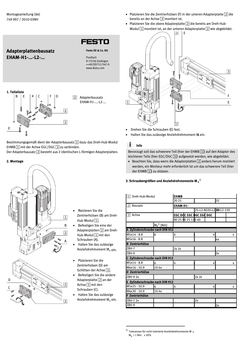 Page 1 of the manual User Manual Festo EHAM-H1-32-L2-120