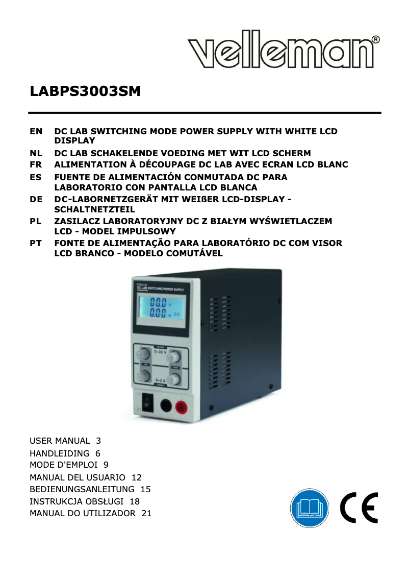 First page image of the manual for LABPS3003SM