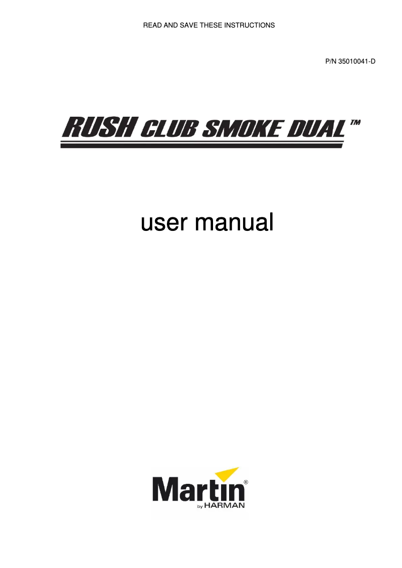 Page 1 of the manual User Manual Martin RUSH Club Smoke Dual