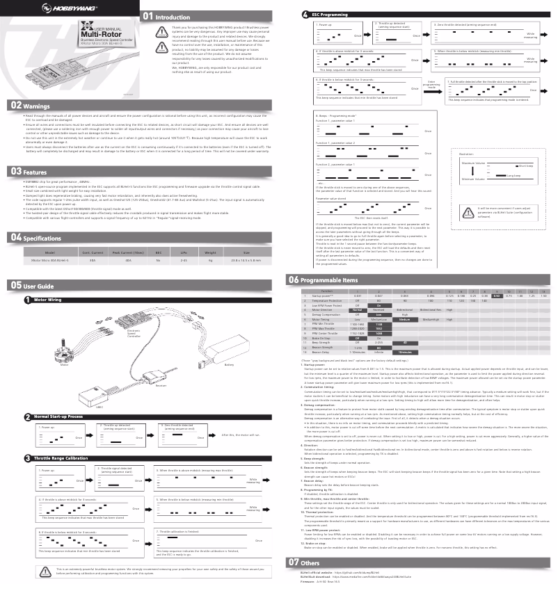 First page image of the manual for XRotor Micro BLHeli-s 30A DShot600
