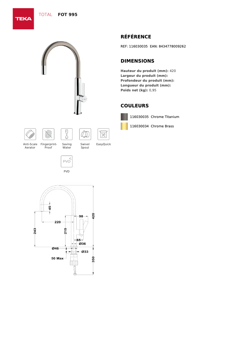 First page image of the manual for FOT 995