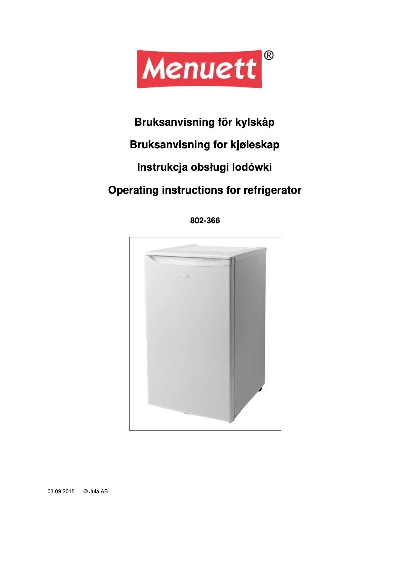 Page 1 of the manual User Manual Menuett 802-366