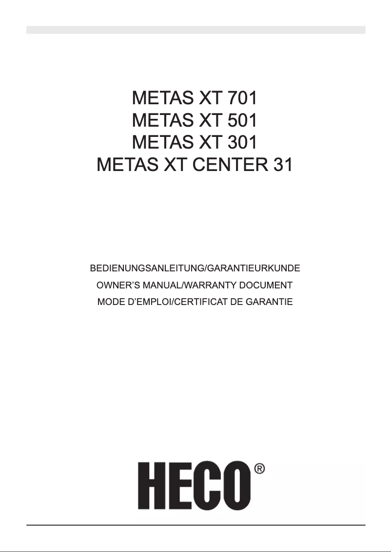 Page 1 of the manual User Manual Heco Metas XT 701