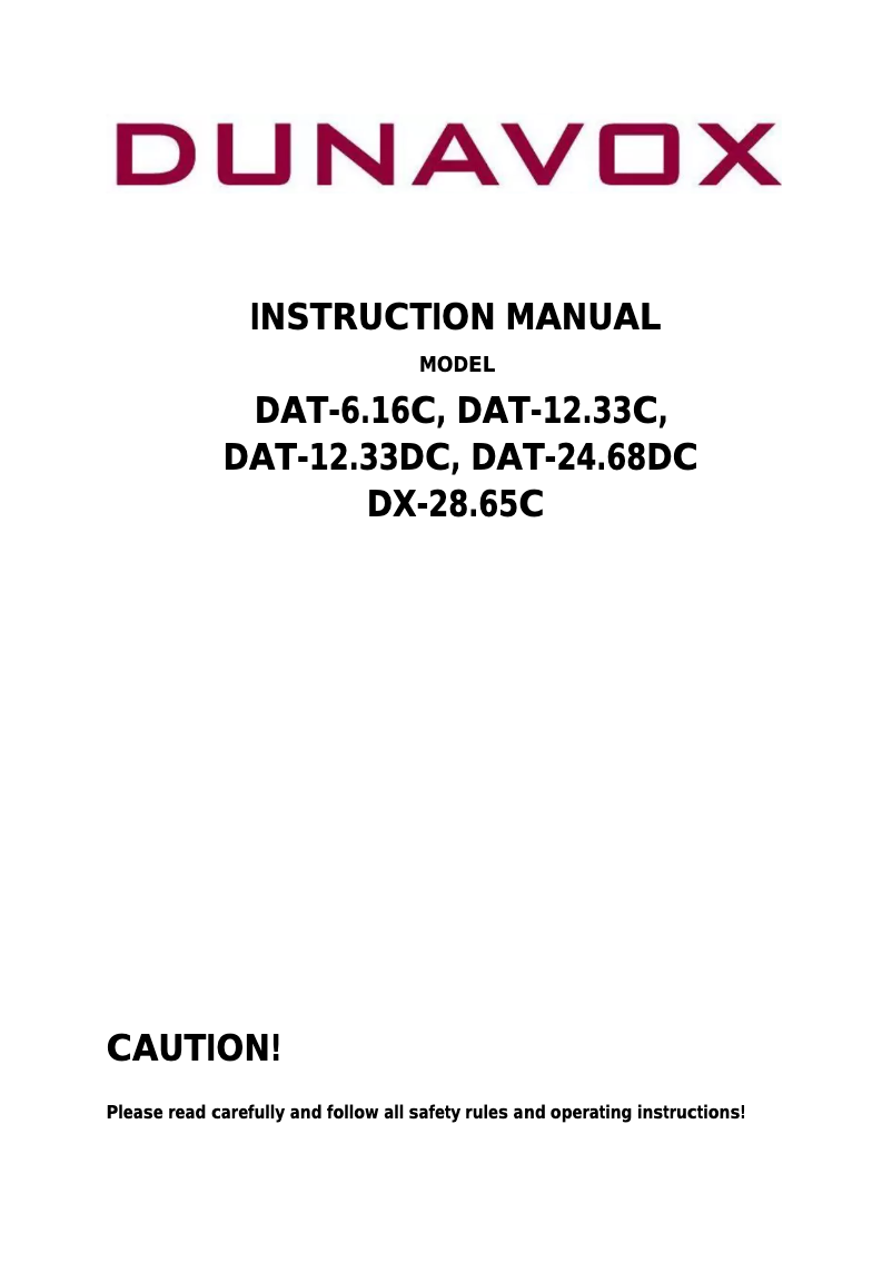 First page image of the manual for DAT-12.33C