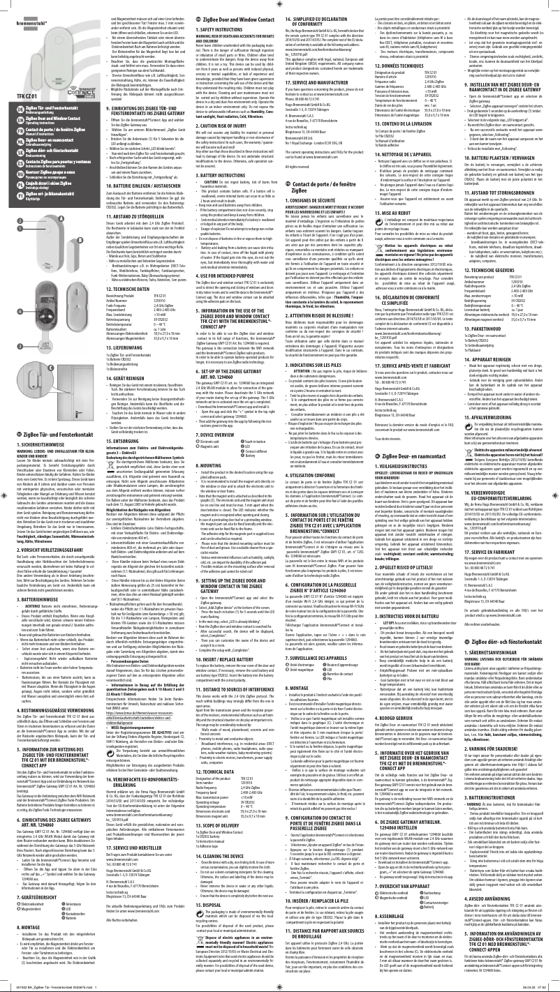 Page 1 of the manual User Manual Brennenstuhl Connect Zigbee TFK CZ 01
