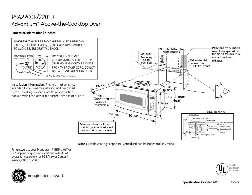 First page image of the manual for PSA2200RBB