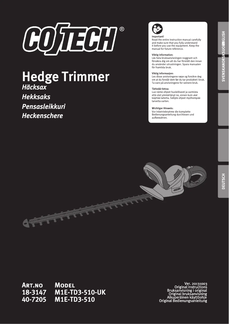 First page image of the manual for M1E-TD3-510