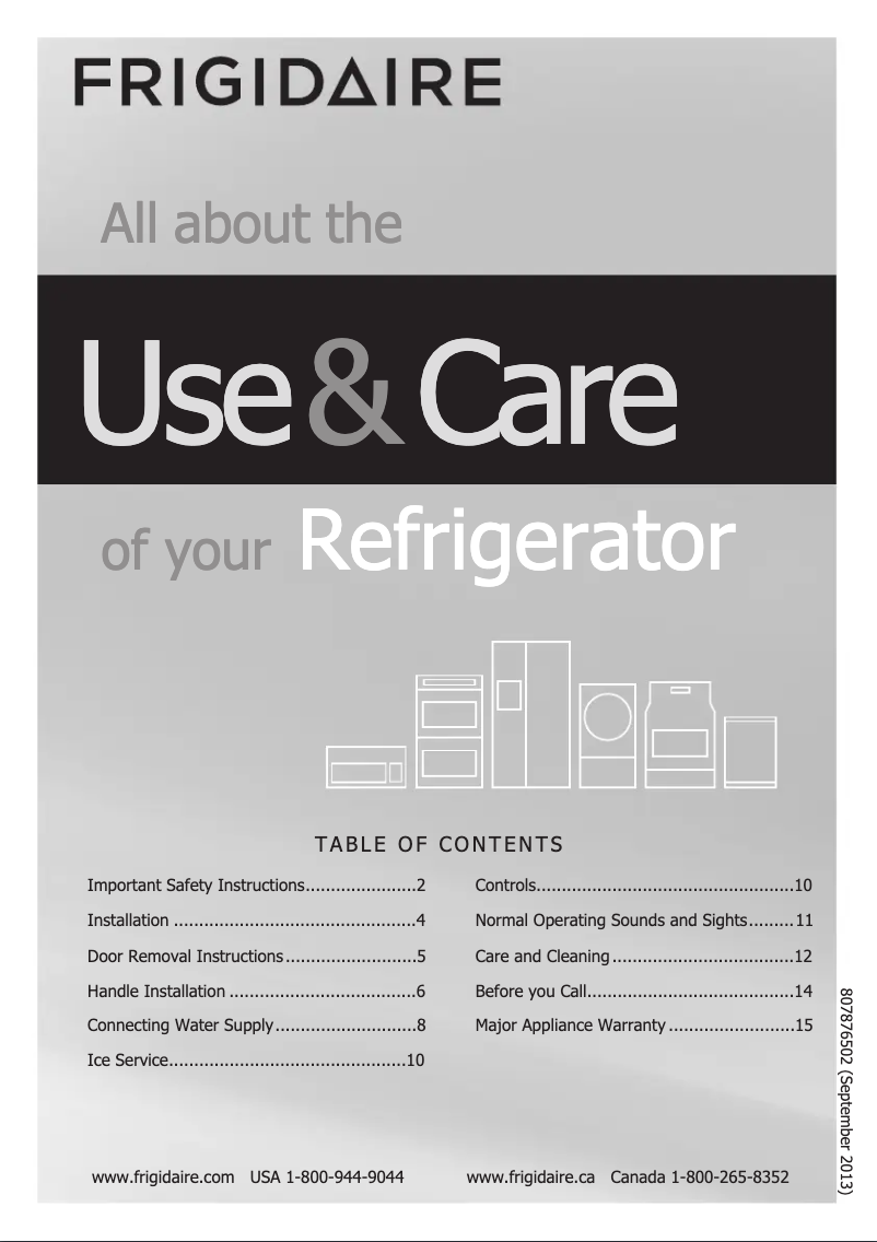 First page image of the manual for FFTR21D2PW