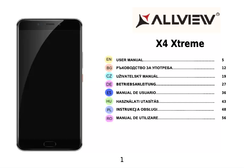 Page 1 of the manual User Manual Allview X4 Xtreme