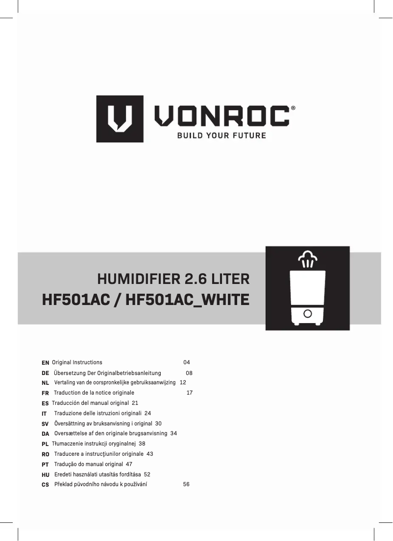 First page image of the manual for HF501AC