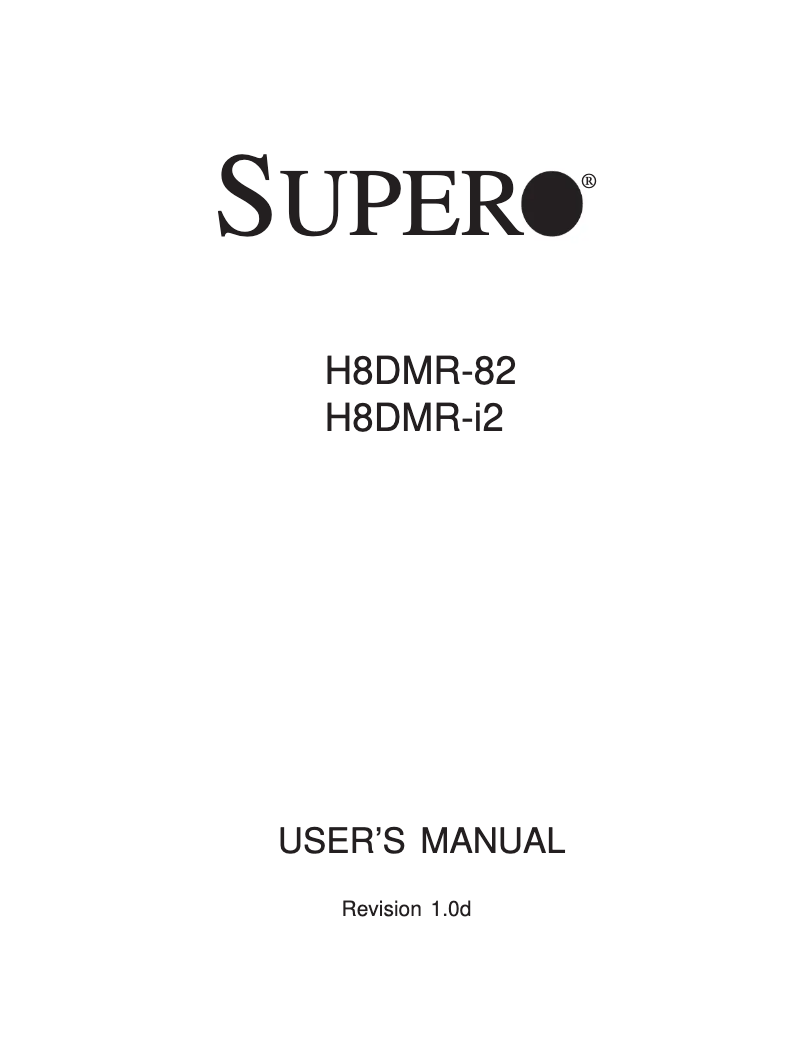 First page image of the manual for MBD-H8DMR-82-B