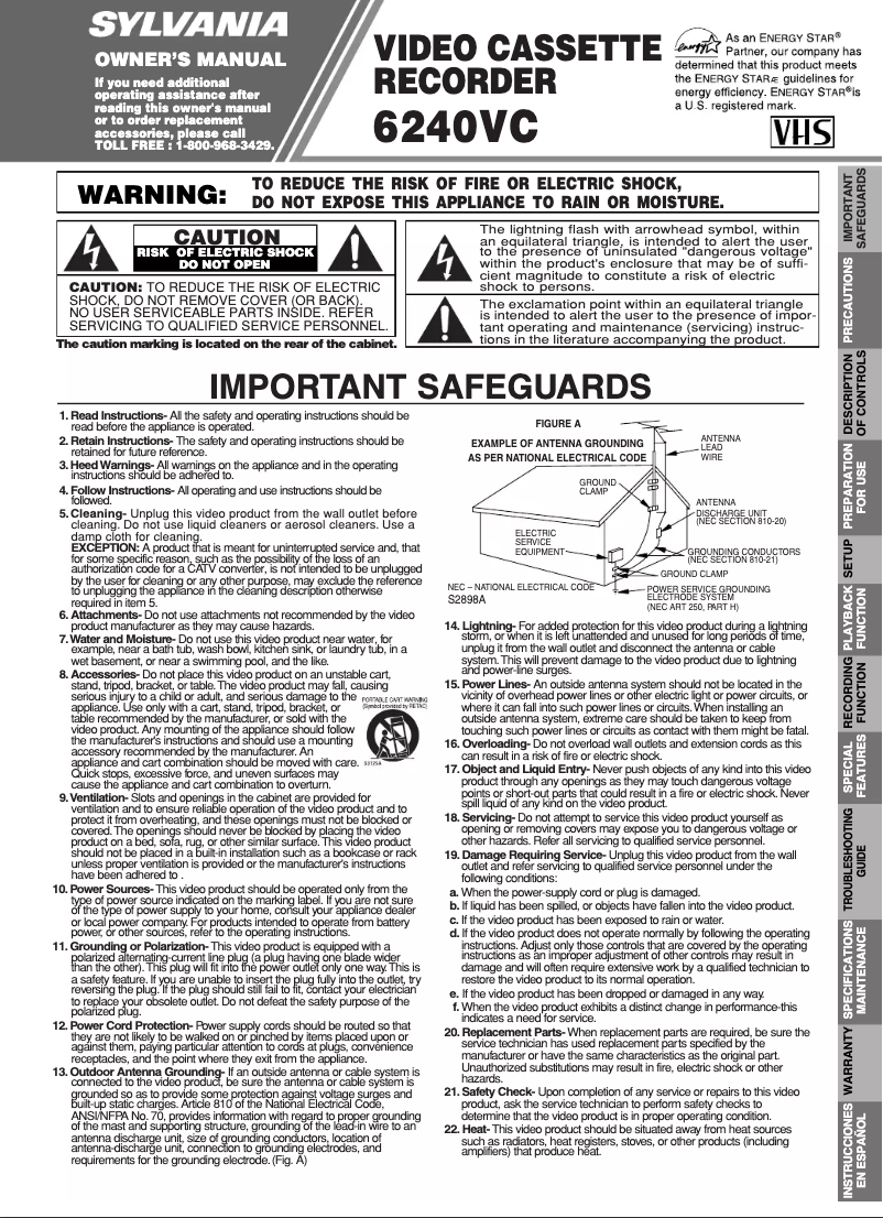 Page 1 of the manual User Manual Sylvania 6240VC