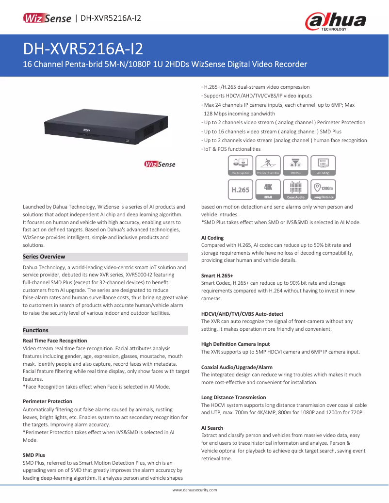 First page image of the manual for XVR5216A-I2