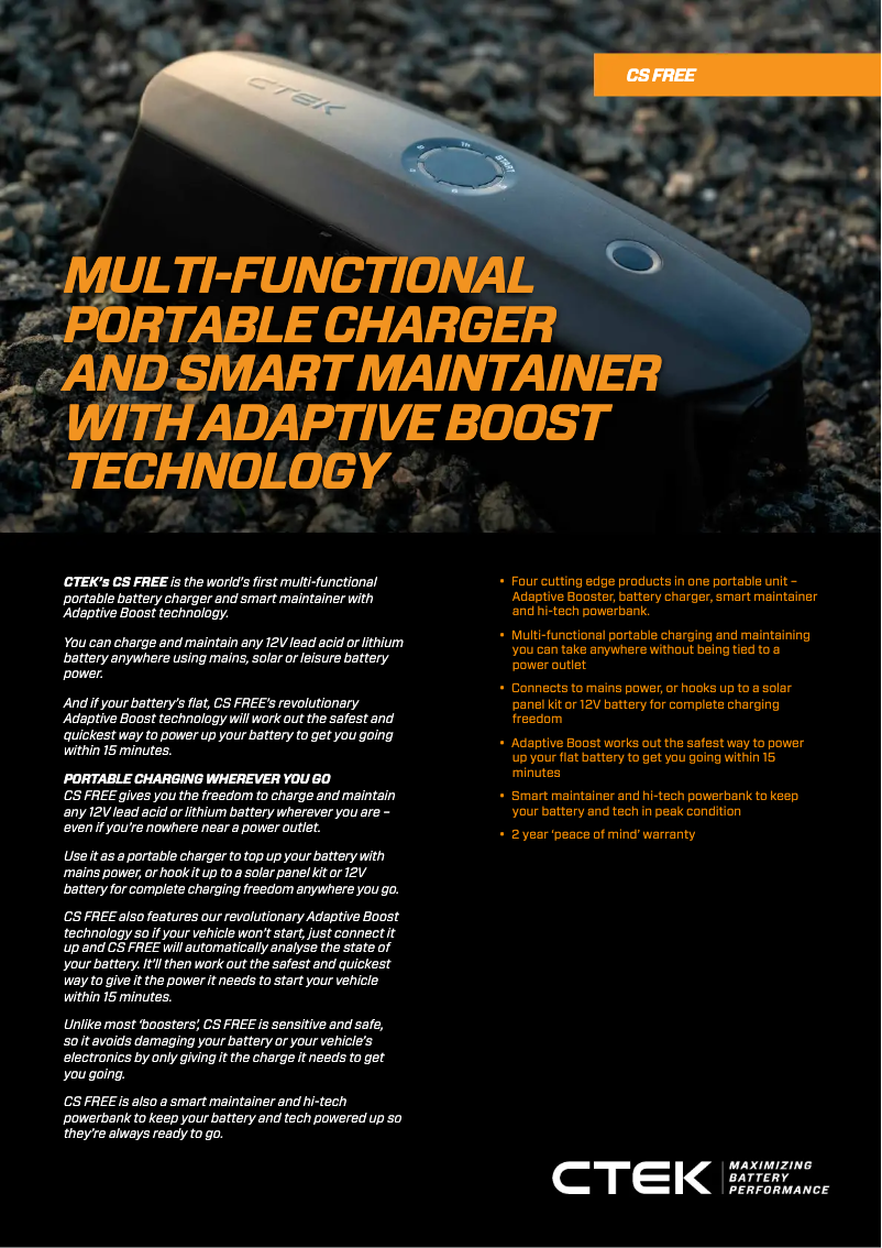 First page image of the manual for CS FREE