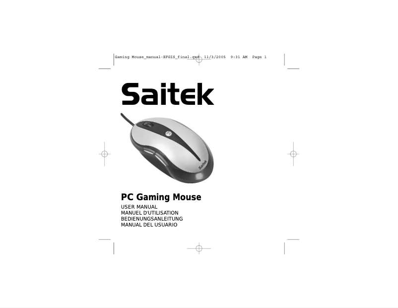 First page image of the manual for PC Gaming Mouse