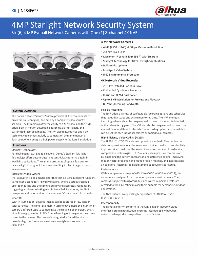 Page 1 of the manual Technical Sheet Dahua Technology N484E62S