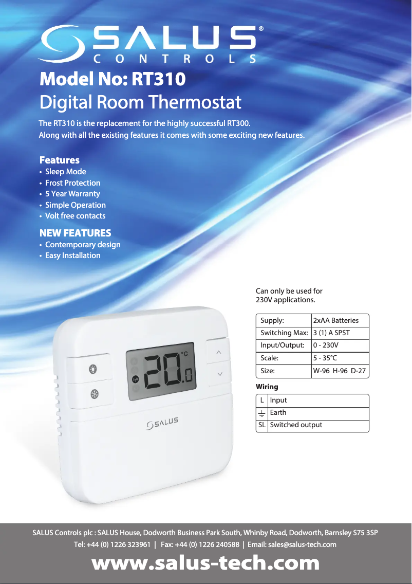 First page image of the manual for RT310