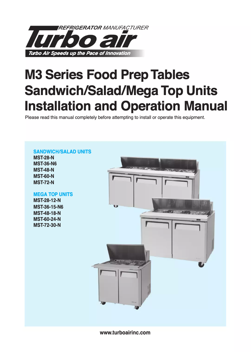 First page image of the manual for MST-72