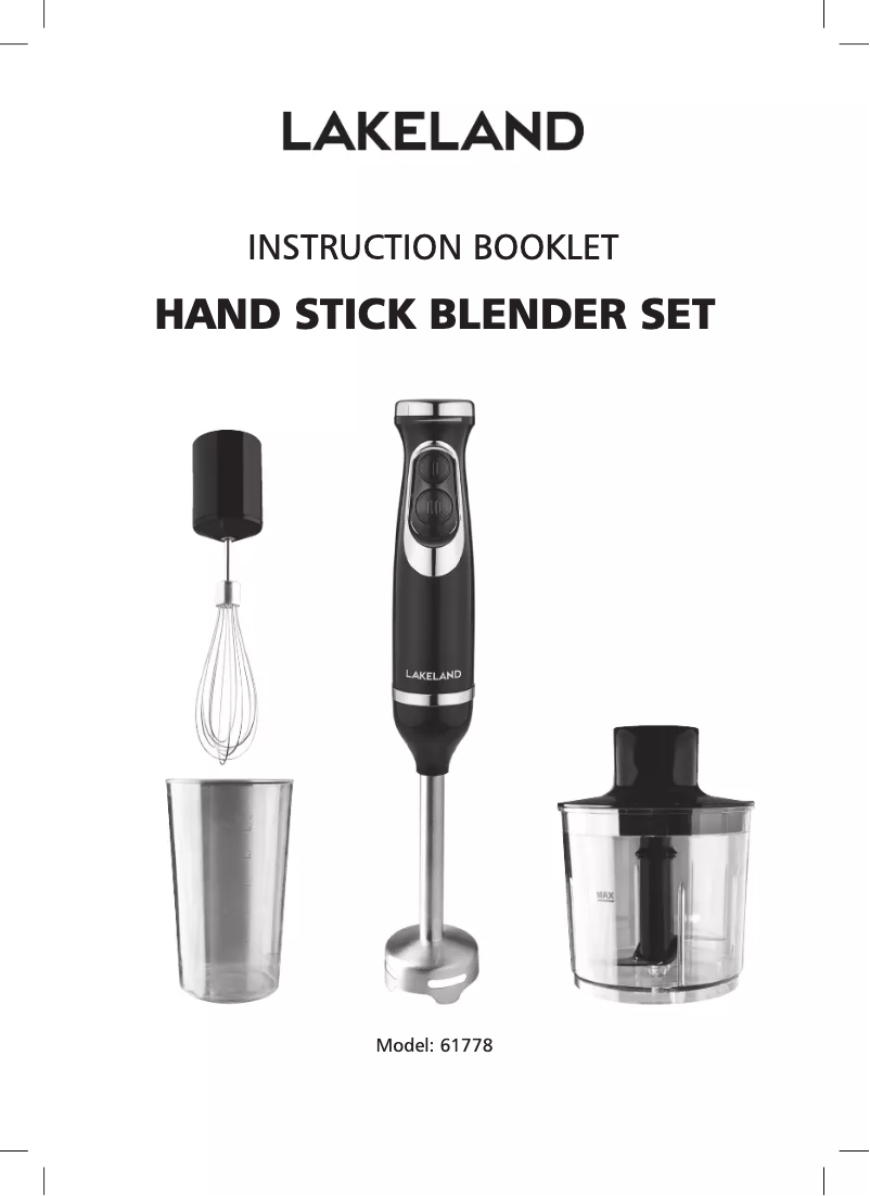 Page 1 of the manual User Manual Lakeland Hand Stick blender set 61778