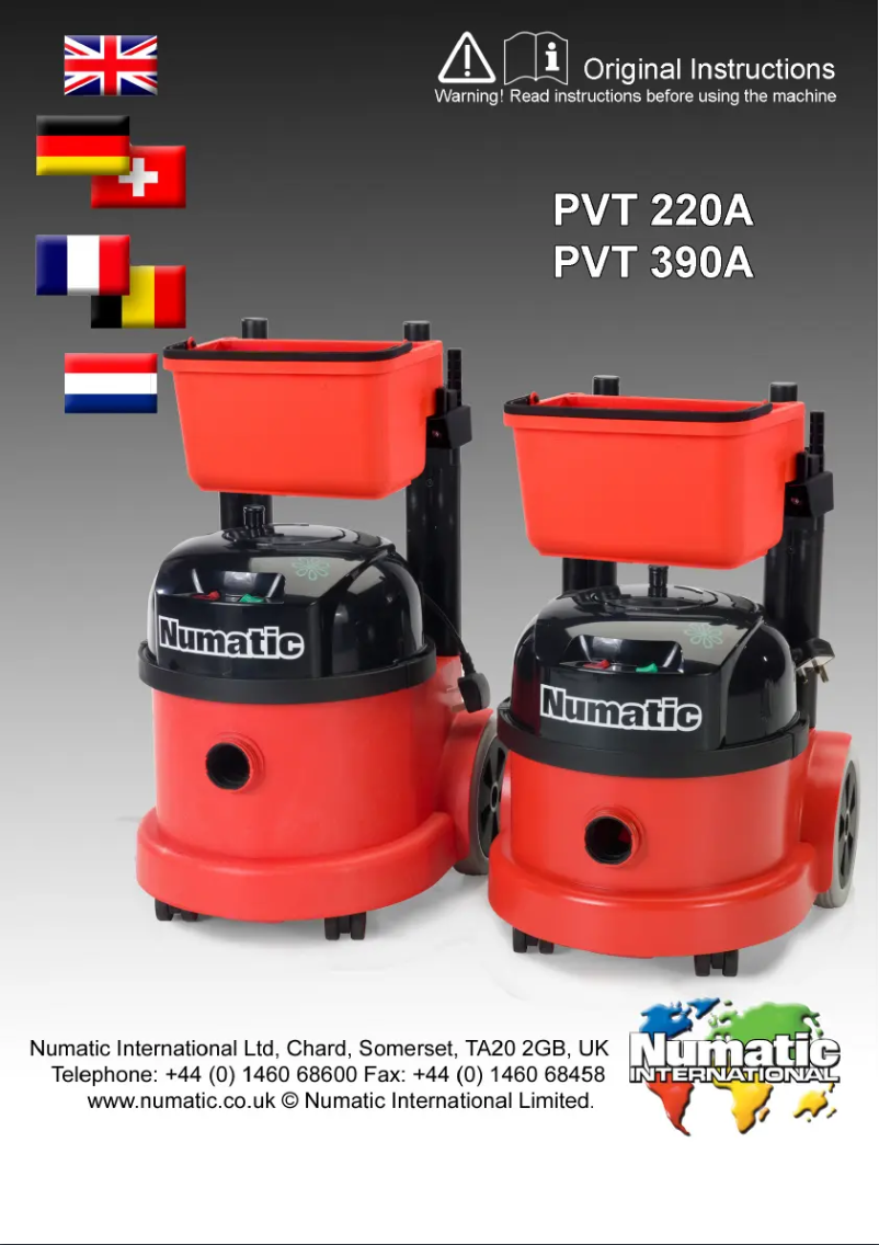 Page 1 of the manual User Manual Numatic PVT 220A
