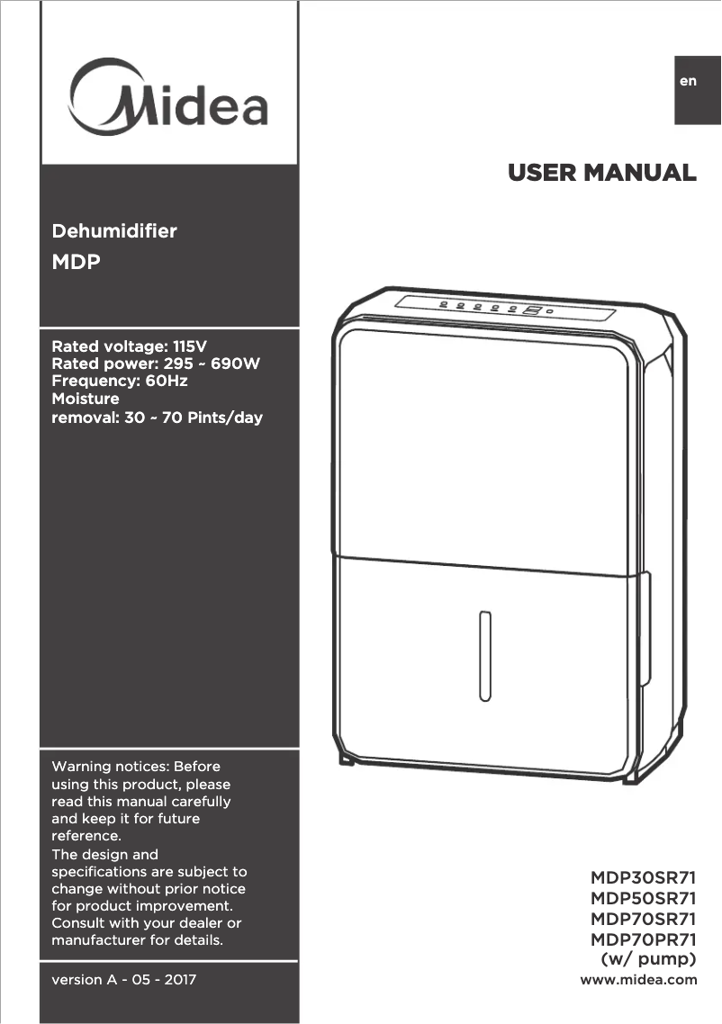 First page image of the manual for MAD50C1BWT