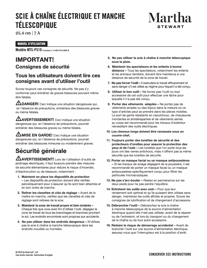 First page image of the manual for MTS-PS10