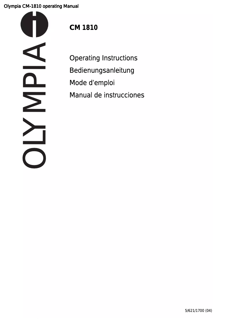 First page image of the manual for CM 1810