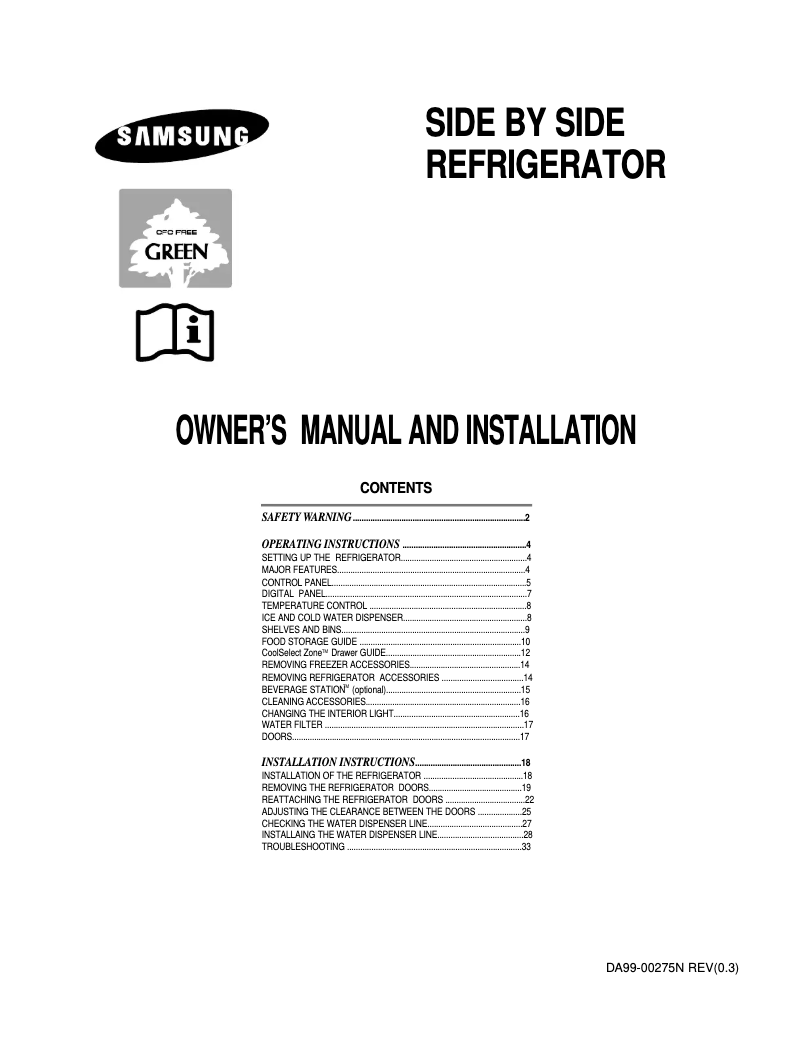 First page image of the manual for RS29LAT