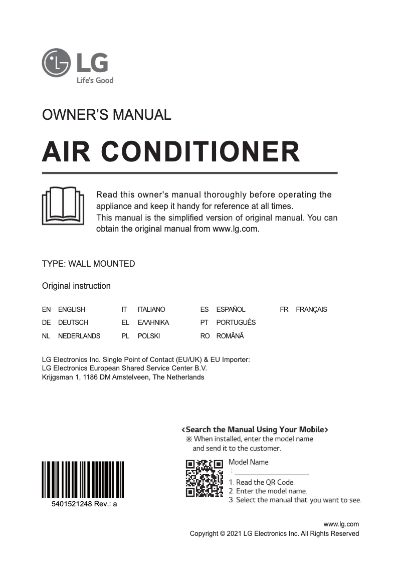 Page 1 of the manual User Manual LG PC09SK