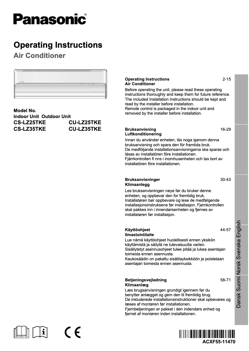 First page image of the manual for CS-LZ25TKE
