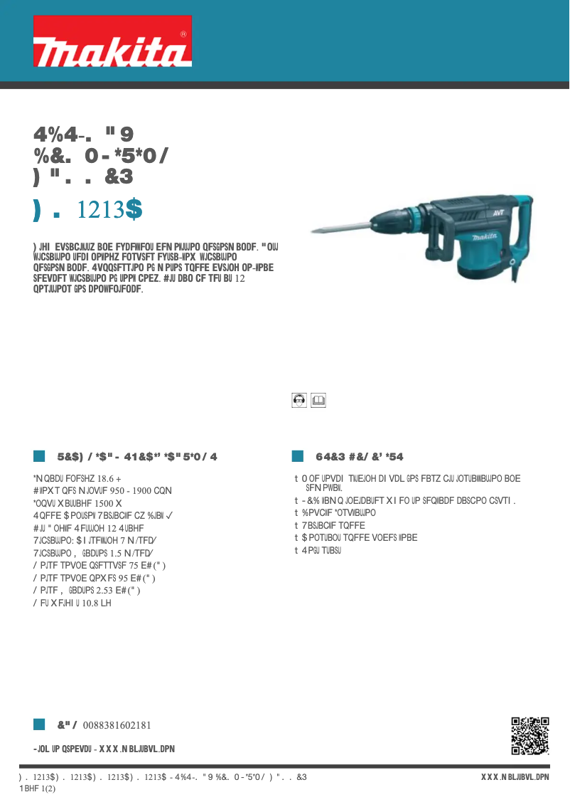 Page 1 of the manual Technical Sheet Makita HM1213C