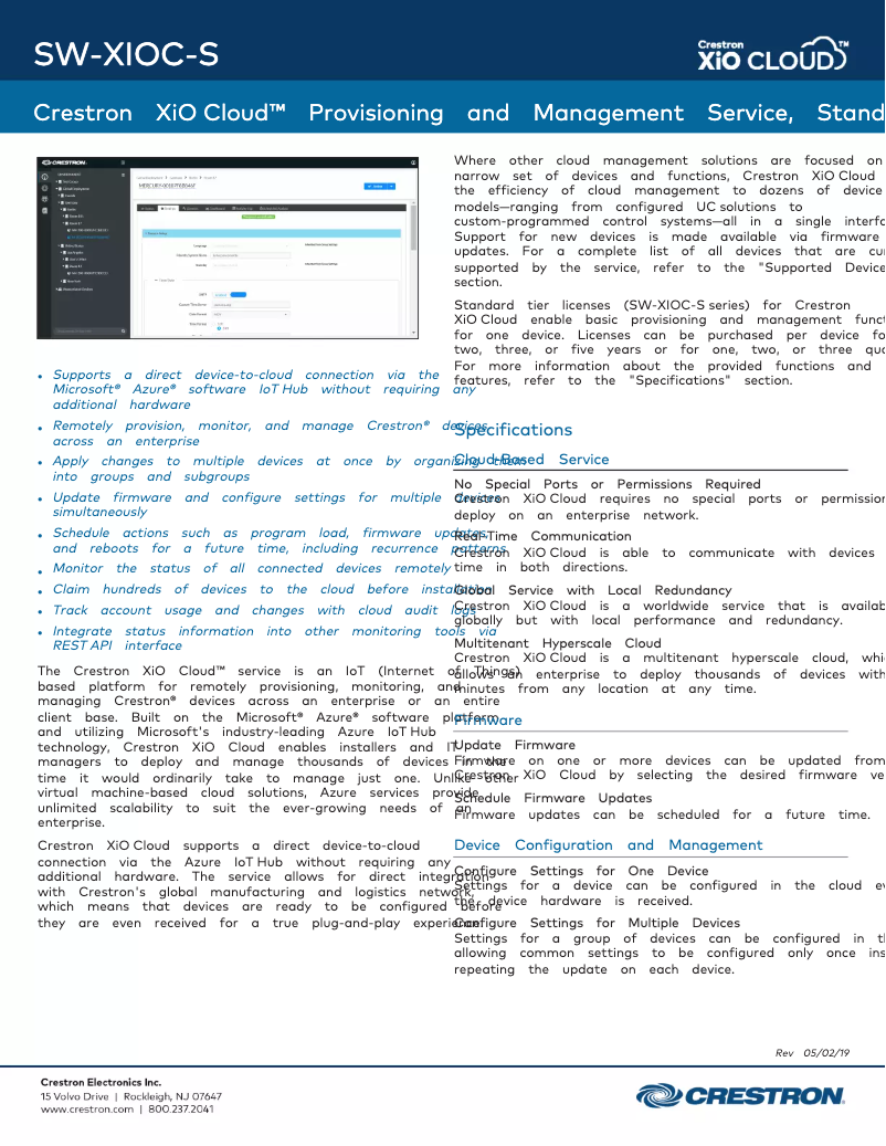 Page 1 of the manual User Manual Crestron SW-XIOC-S-1Q
