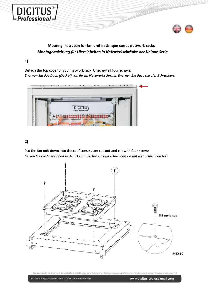 First page image of the manual for DN-19 FAN-4-N