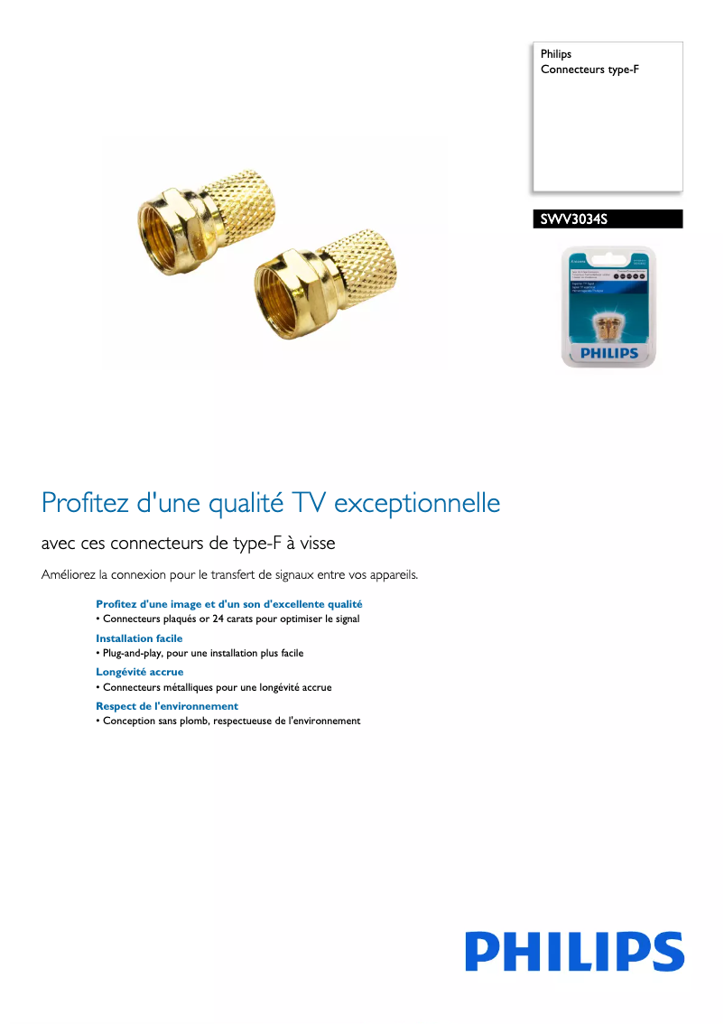 Page 1 of the manual Technical Sheet Philips SWV3034S