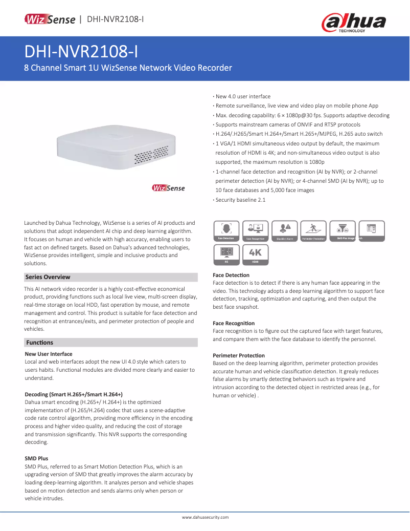 First page image of the manual for NVR2108-I2