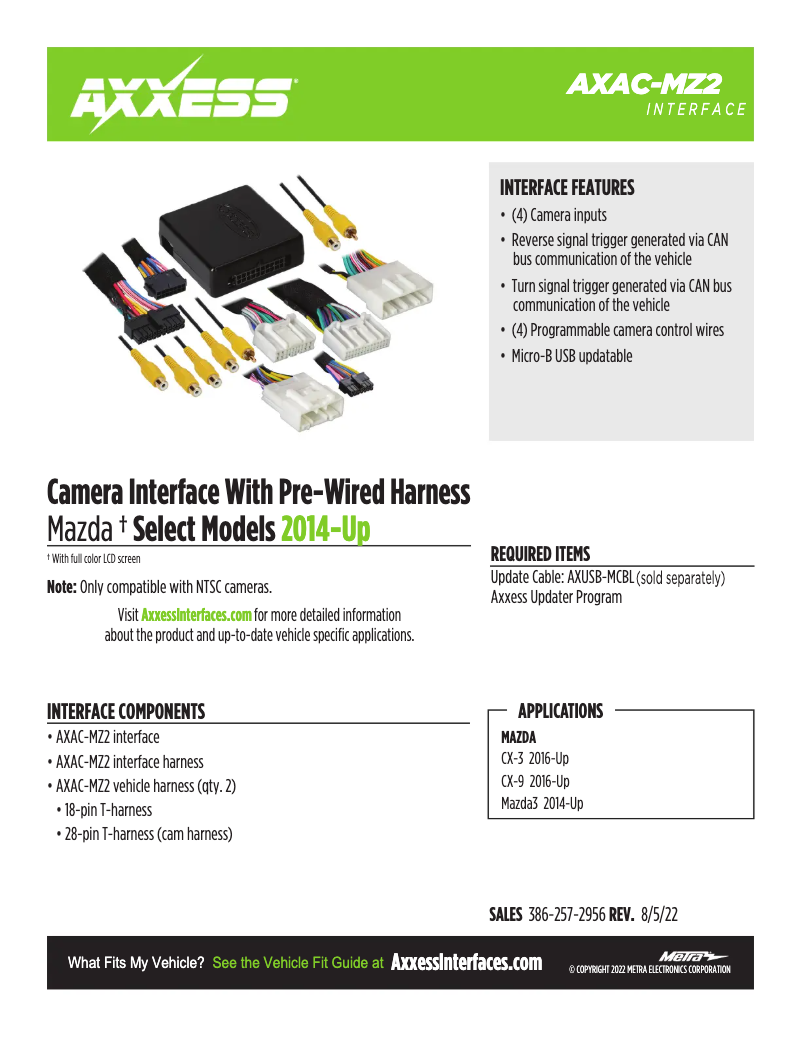 Page 1 of the manual Technical Sheet AXESS AXAC-MZ2