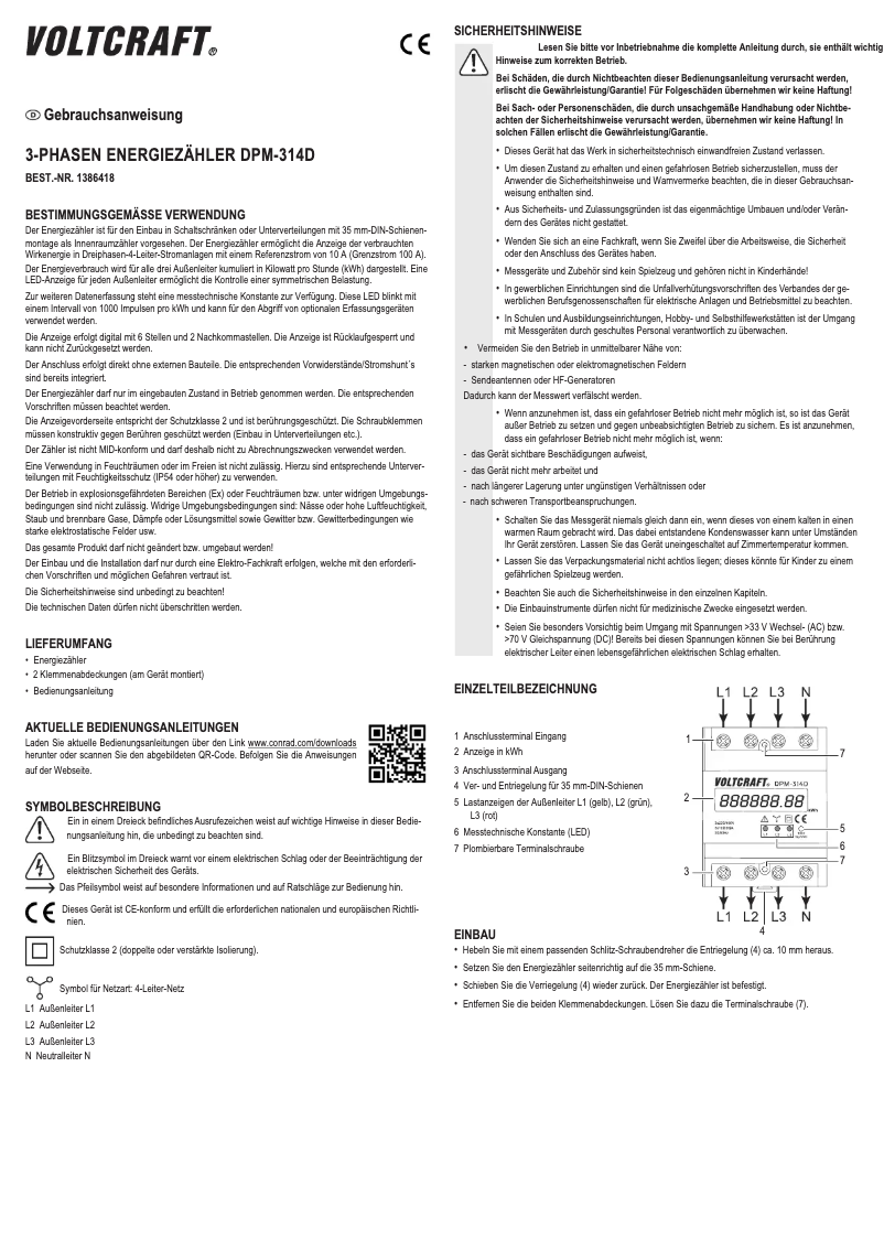 Page 1 of the manual User Manual Voltcraft DPM-314D