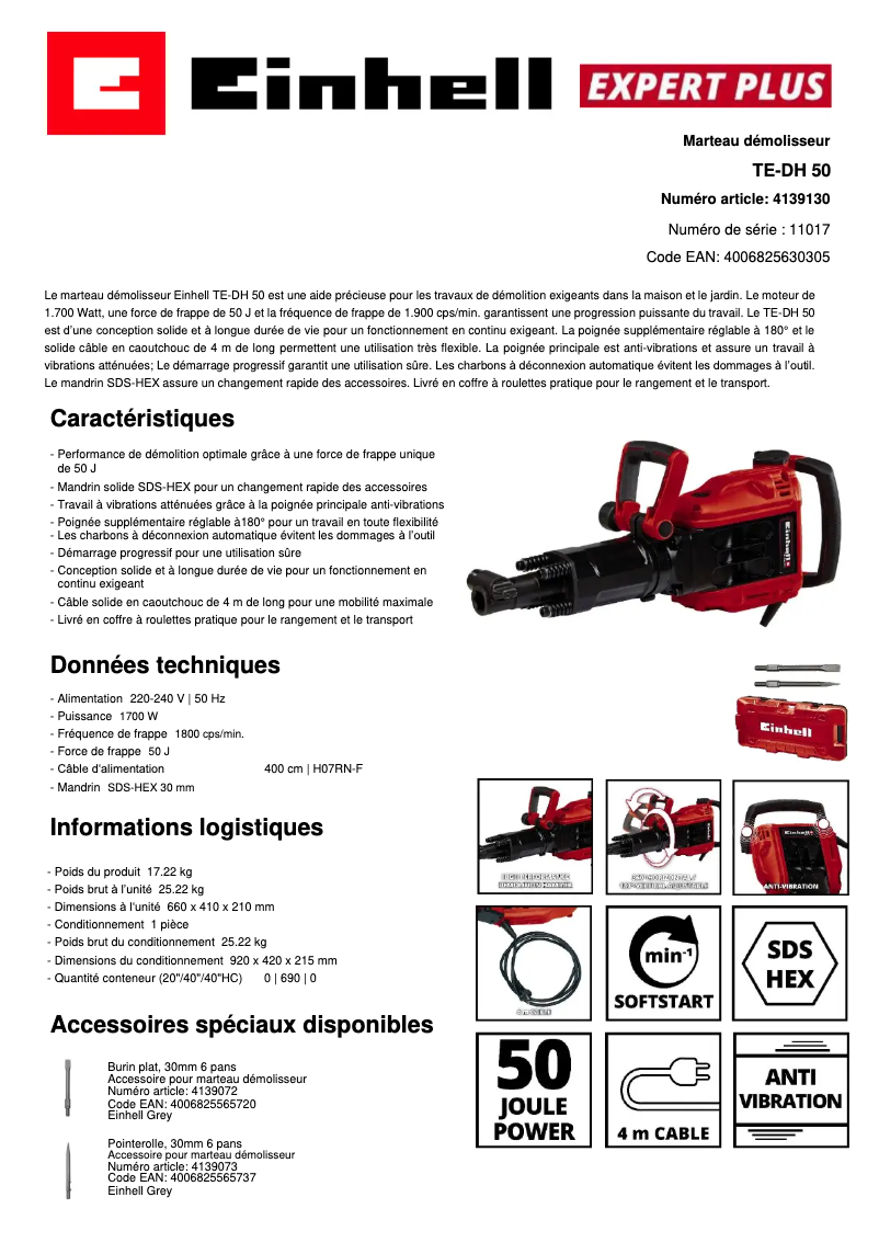 First page image of the manual for TE-DH 50