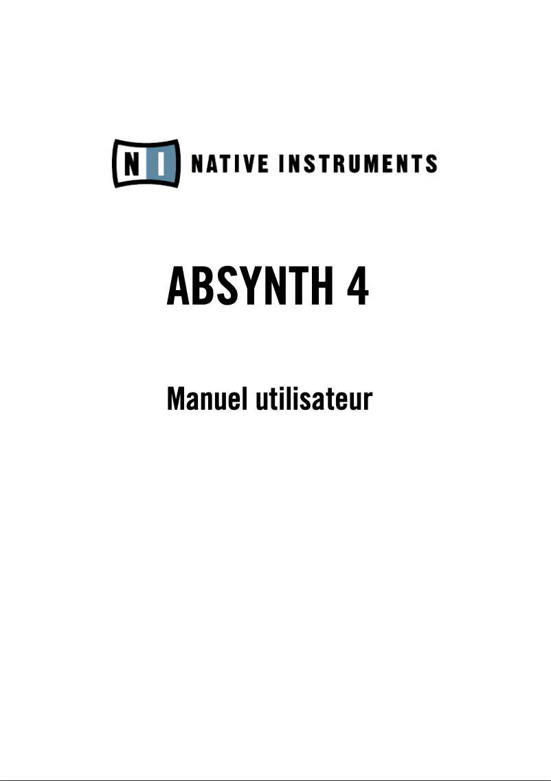 Page 1 of the manual User Manual Native Instruments Absynth 4