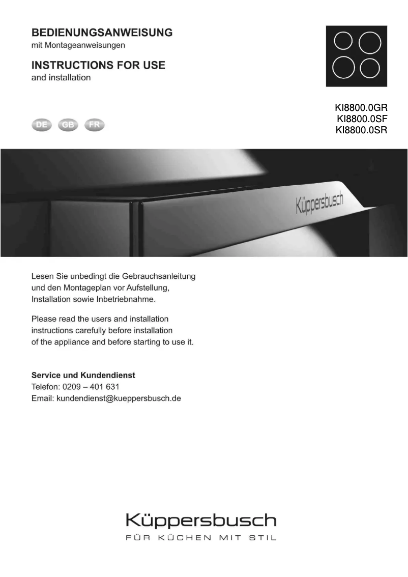 First page image of the manual for KI8800.0SF