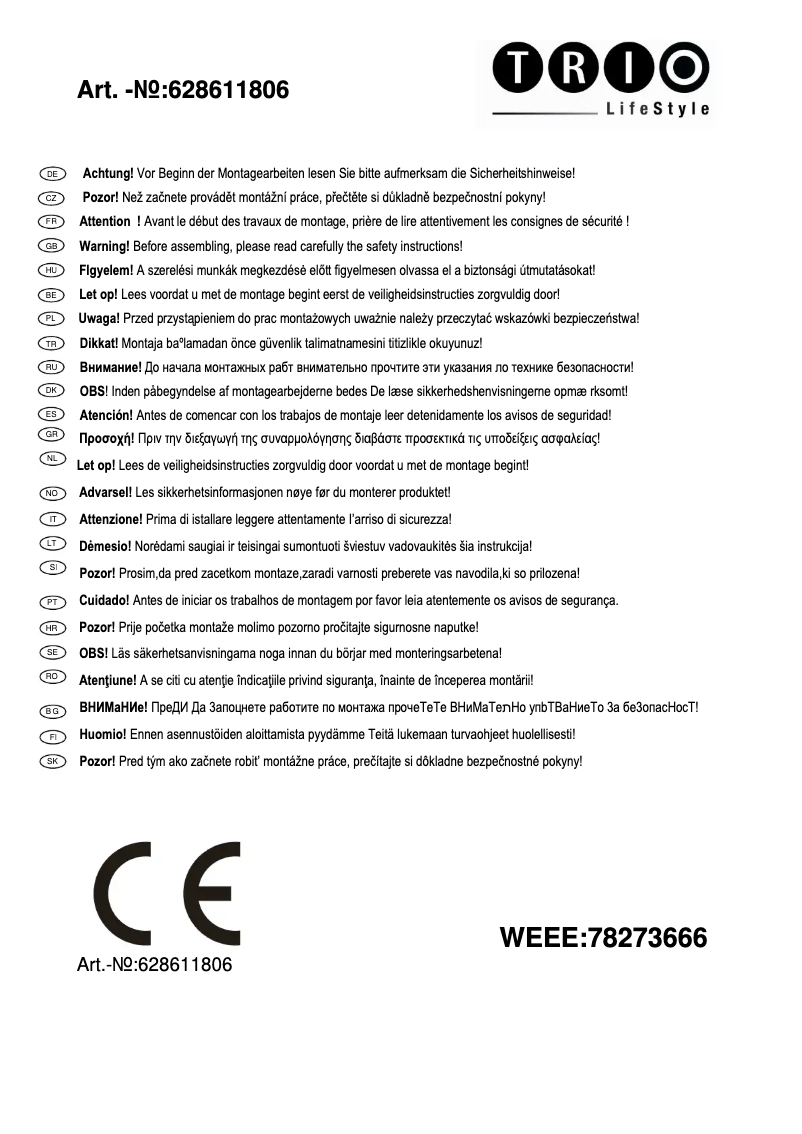 Page 1 of the manual User Manual Trio Lighting Pyramid 628611806