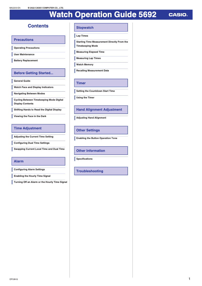 Page 1 of the manual User Manual Casio Baby-G BGA-310